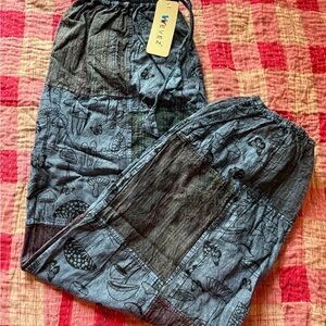 Blue mushroom Pants with Elastic Waistband